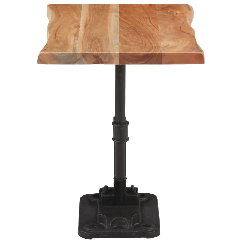 Modern Acacia Wood Side Table with Cast Iron Base - 17.7