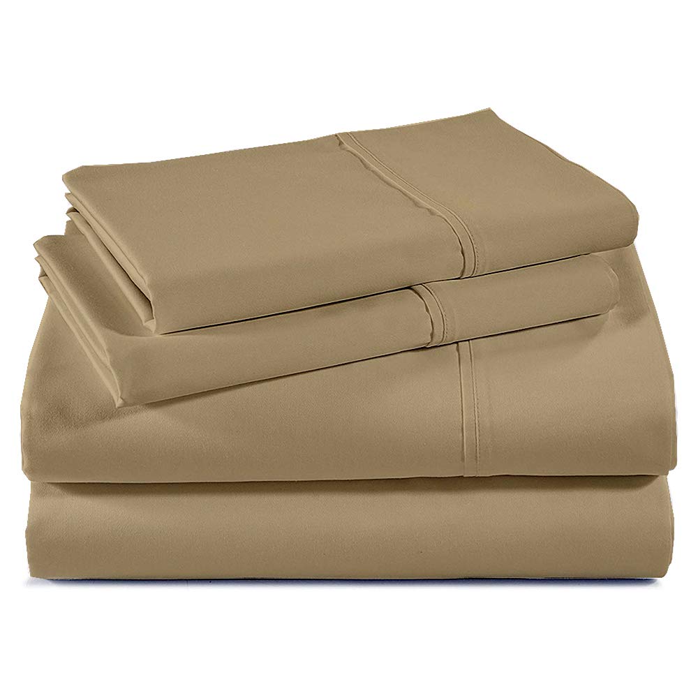 Breathable 400TC Cotton Short Queen Sheet Set - Taupe for Cozy Sleep