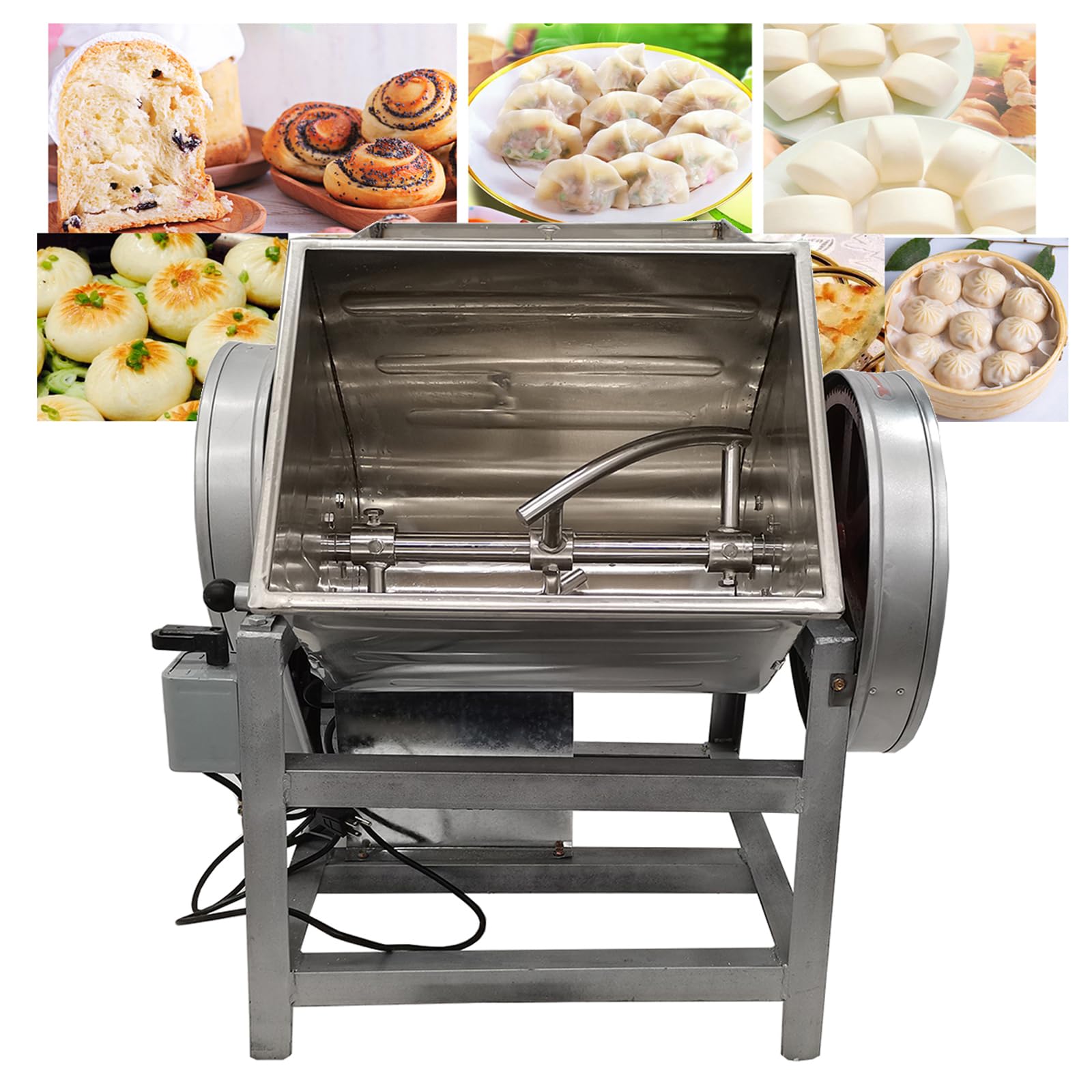 **INTBUYING Commercial 30QT Electric Dough Mixer - Stainless Steel Stand Mixer with Twisted Dragon Blade for Pizza, Bread & Pastry Dough - Heavy Duty Flour Kneading Machine (15.5x12x14in Bowl) - Perfect for Bakeries, Restaurants & Home Baking**