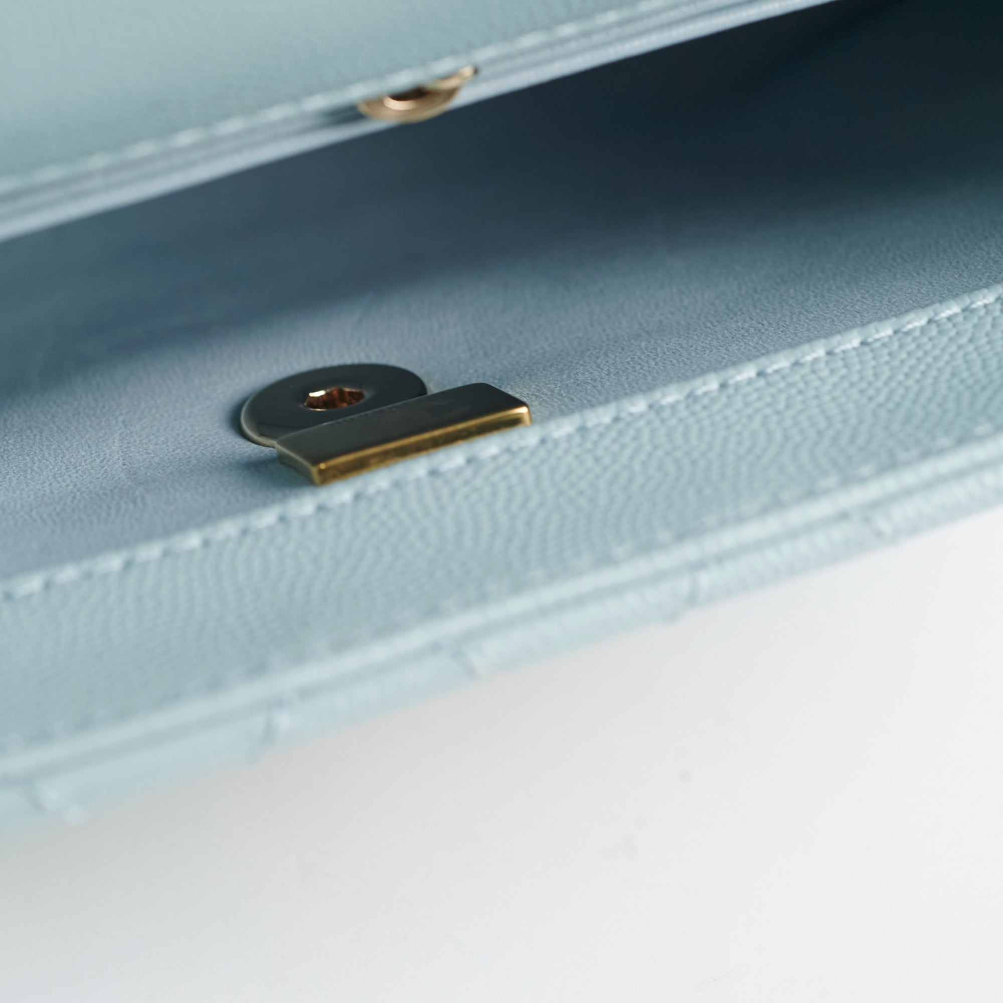 Chanel Caviar Small Coco Handle Bag in Light Blue with Microchip - Perfect for Evening Events, Parties & Luxury Fashion Accessories