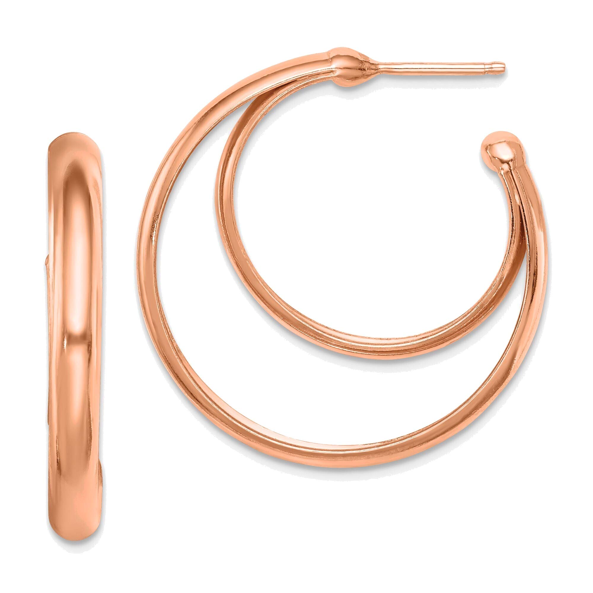Sterling Silver Rose Gold Plated Hoop Earrings for Women - 28x3.5mm Post Earrings - Perfect for Everyday Wear, Date Nights & Special Occasions