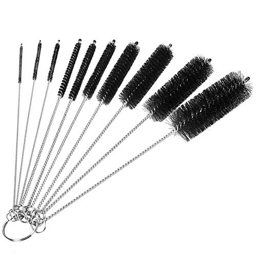 8 Inch Nylon Bottle Cleaning Brushes Set - 10pcs Tube Brushes with Hook for Narrow Neck Bottles & Cups | Perfect for Baby Bottles, Water Bottles, Wine Decanters & Hard-to-Reach Containers