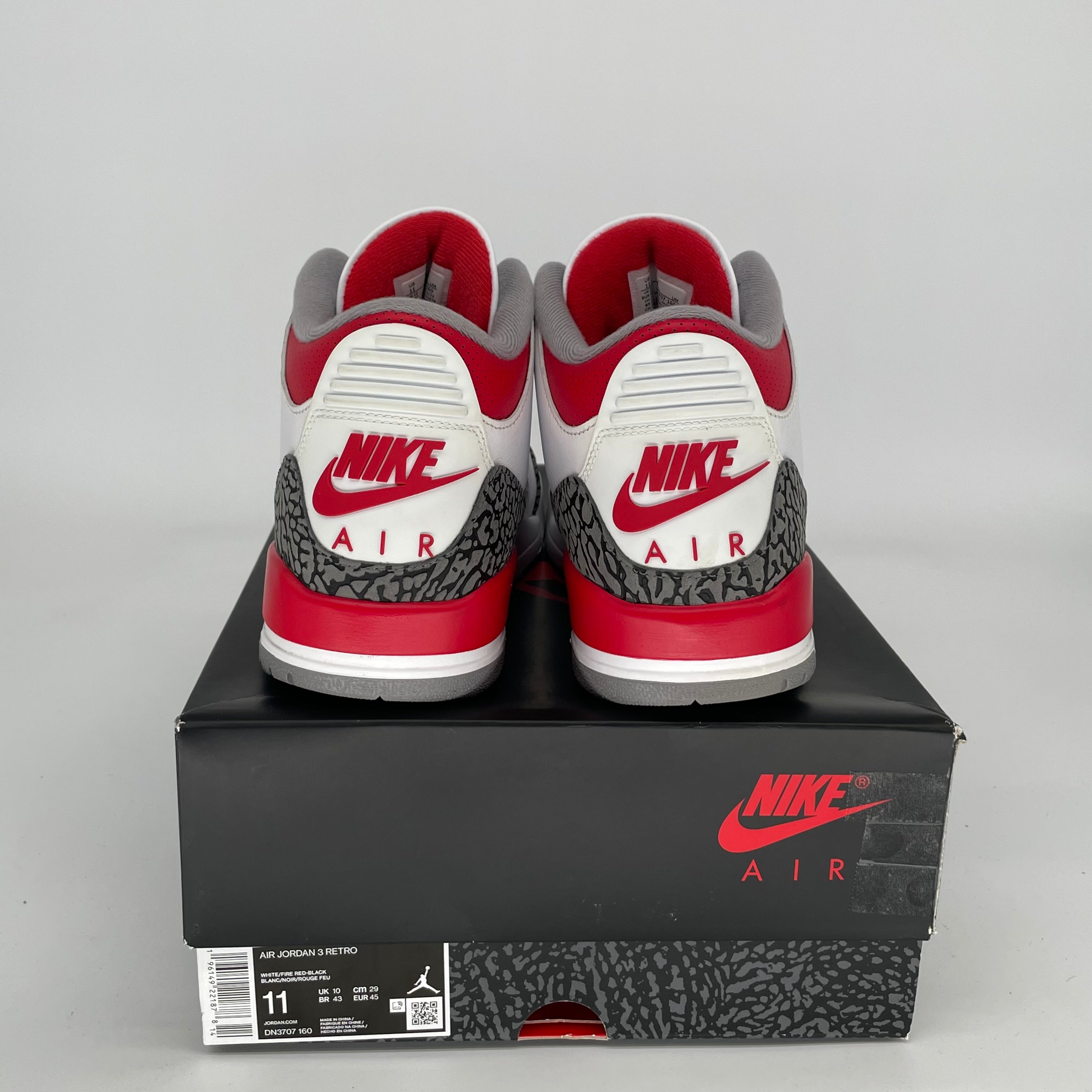 Original Air Jordan 3 Fire Red Men's Basketball Shoes - Size 11 (DN3707-160) | Retro Sneakers for Streetwear & Basketball Games