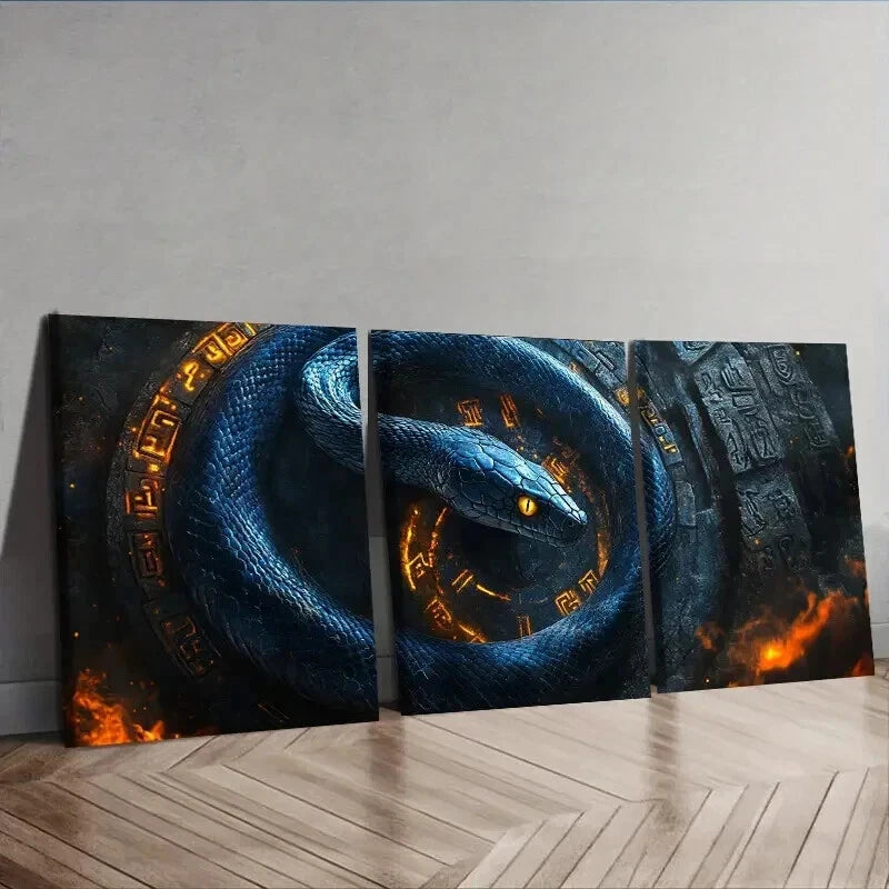 3-Piece Black Snake Cursed Wall Art Set - Framed Canvas 60x90cm | High Quality Print | 100% Australian Made | Ready to Hang | Gothic Home Decor for Living Room, Bedroom & Office