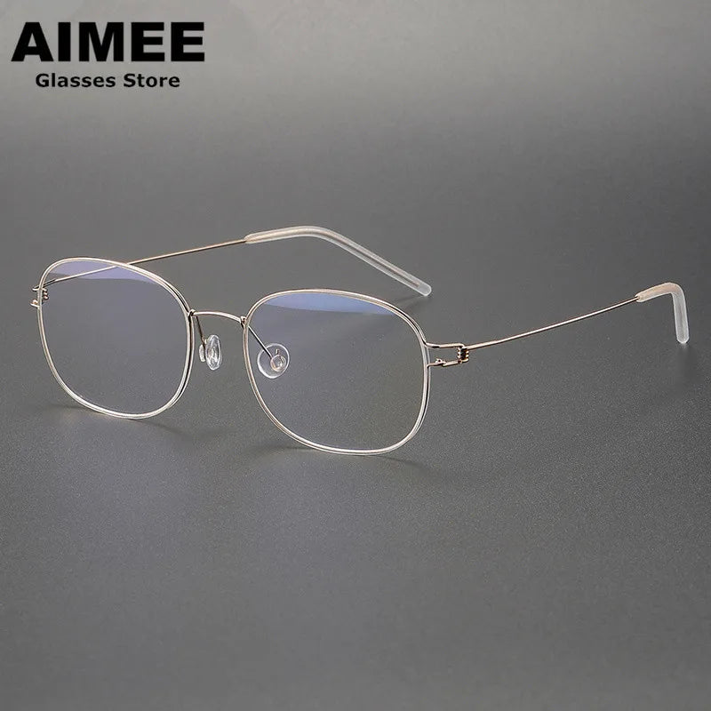 Aimee Unisex Full Rim Oval Square Screwless Titanium Eyeglasses Frame 4919 - Lightweight Durable Glasses for Work, Reading & Fashion