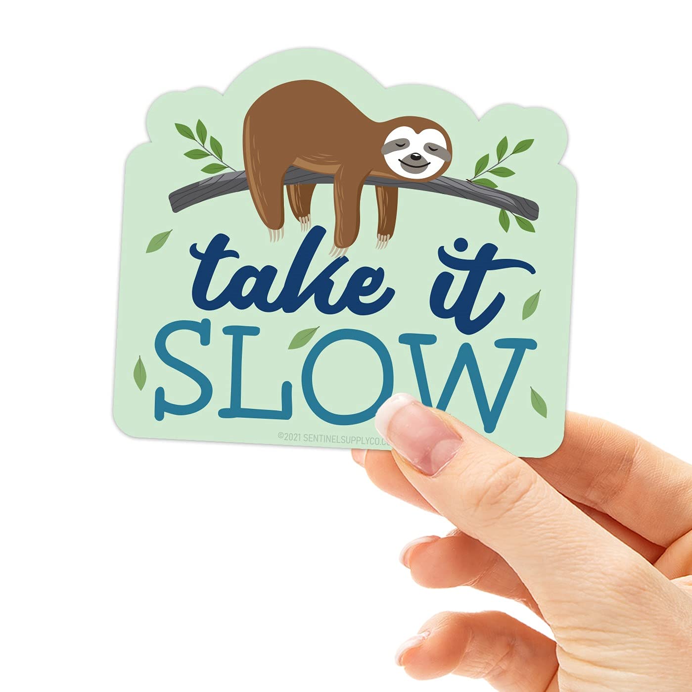 Flexible Sloth Car Magnet - Cute Fridge Magnet with Inspirational Quote - Perfect Gift for Kids & Office - Slow Down & Relax Decor for Vehicles, Home & Workspace