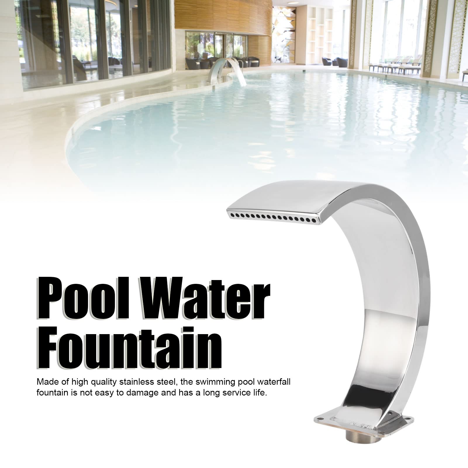 Stainless Steel Waterfall Pool Fountain - Outdoor Garden & Swimming Pool Water Feature with G1 Female Thread, 10.4