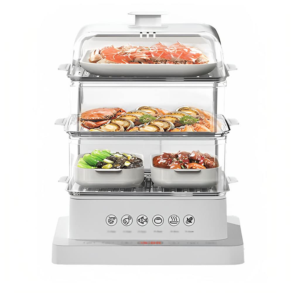 3-Tier Electric Steamer 18L/26L - Multifunctional Food Steamer with 12H Timer & Anti-Dry Protection for Vegetables, Meat, Fish | Perfect for Healthy Cooking, Meal Prep & Large Family Dinners