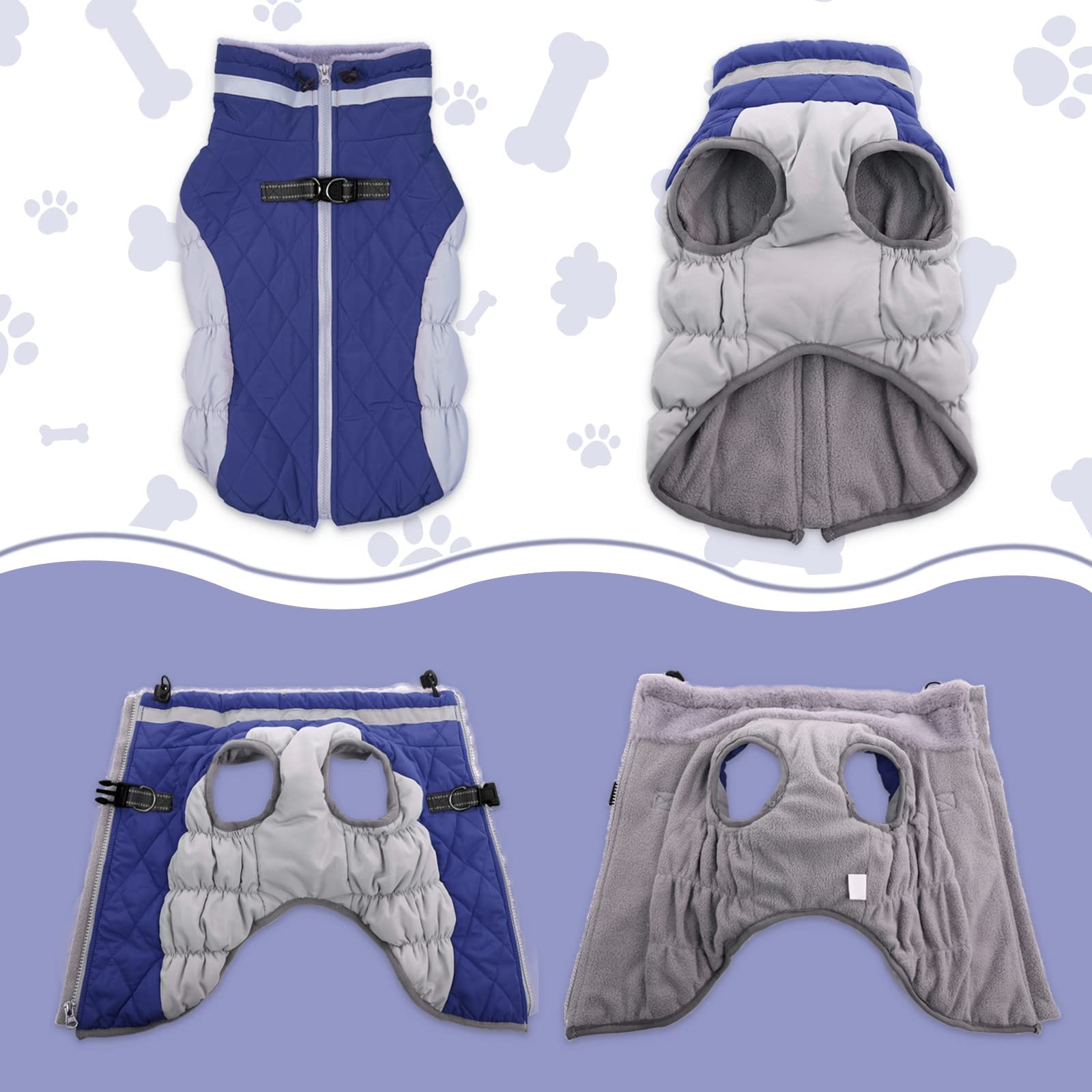 Lelepet Warm Dog Winter Coat - Windproof Waterproof Turtleneck Fleece Jacket with Zipper for Small, Medium & Large Dogs | Cold Weather Protection for Outdoor Walks & Winter Adventures