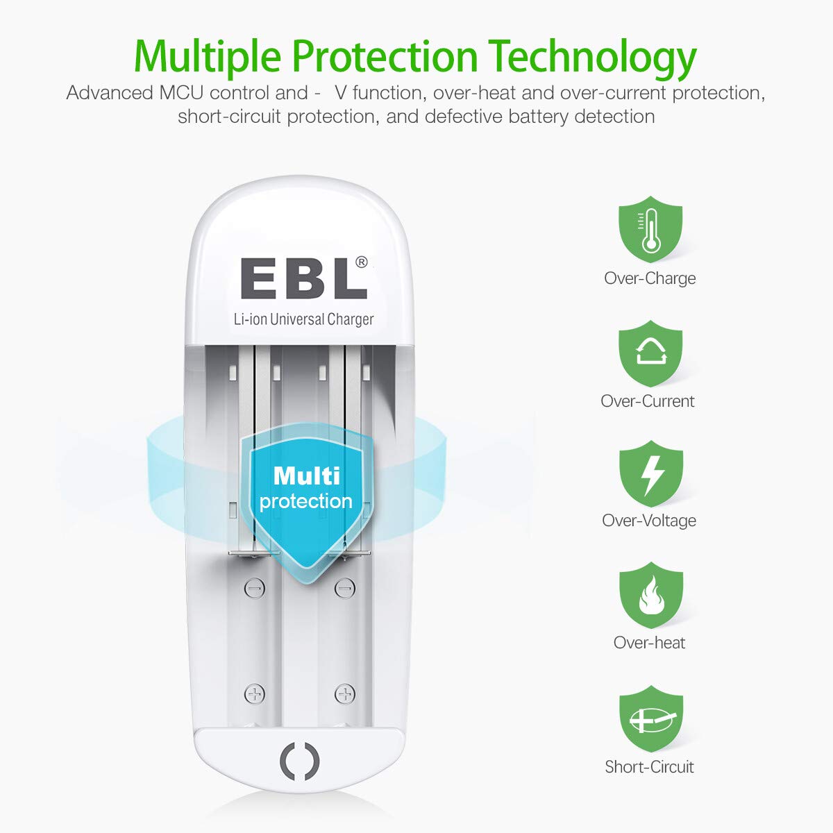 EBL 4-Pack 10440 Rechargeable Lithium Batteries with Universal 839 Battery Charger - Perfect for Flashlights, Laser Pointers, and Electronic Devices