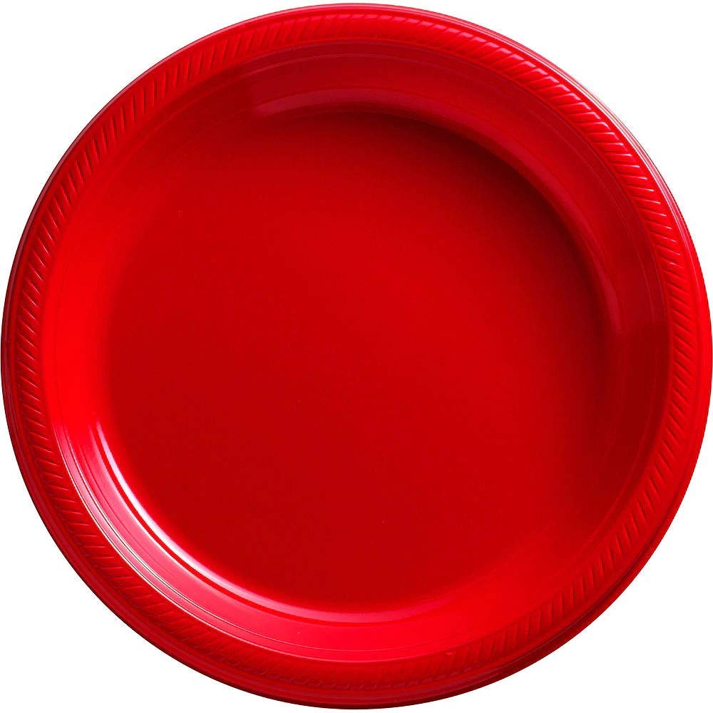 Elegant Red Plastic Dinner Plates 10.25 Inch - 50 Count Set for Wedding, Birthday Party, Graduation & Special Events - Durable Disposable Tableware for Celebrations & Festive Gatherings