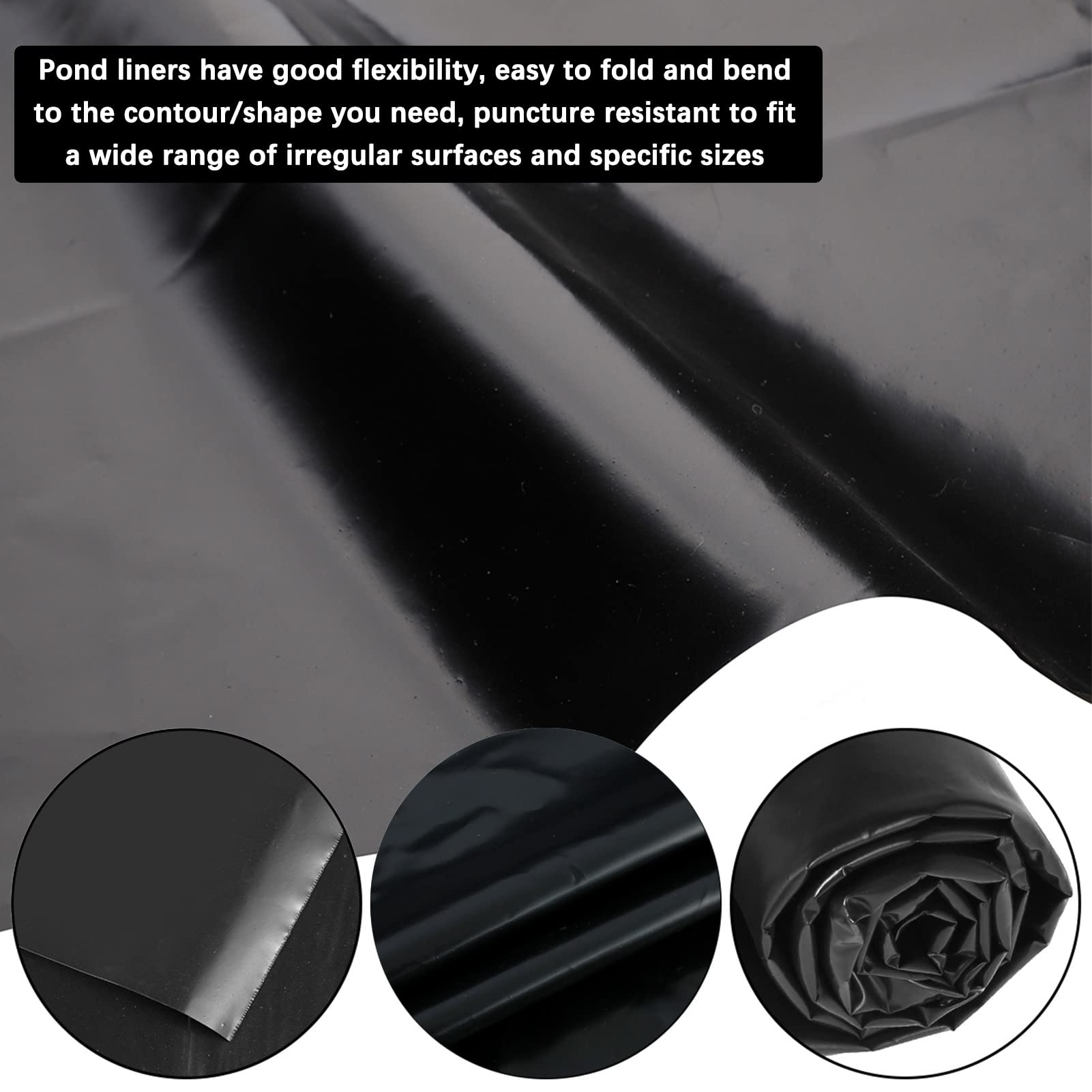 Premium HDPE Pond Liners - Flexible, Cuttable & Waterproof Pool Membrane for Fish Ponds, Water Gardens & Landscaping | Durable, Foldable & Reinforced Impermeable Film for DIY Pond Building & Outdoor Water Features