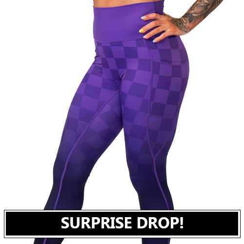 Stylish Purple Ombre Checkers Leggings for Women - Trendy High Waisted Yoga Pants for Workout, Lounge & Casual Wear