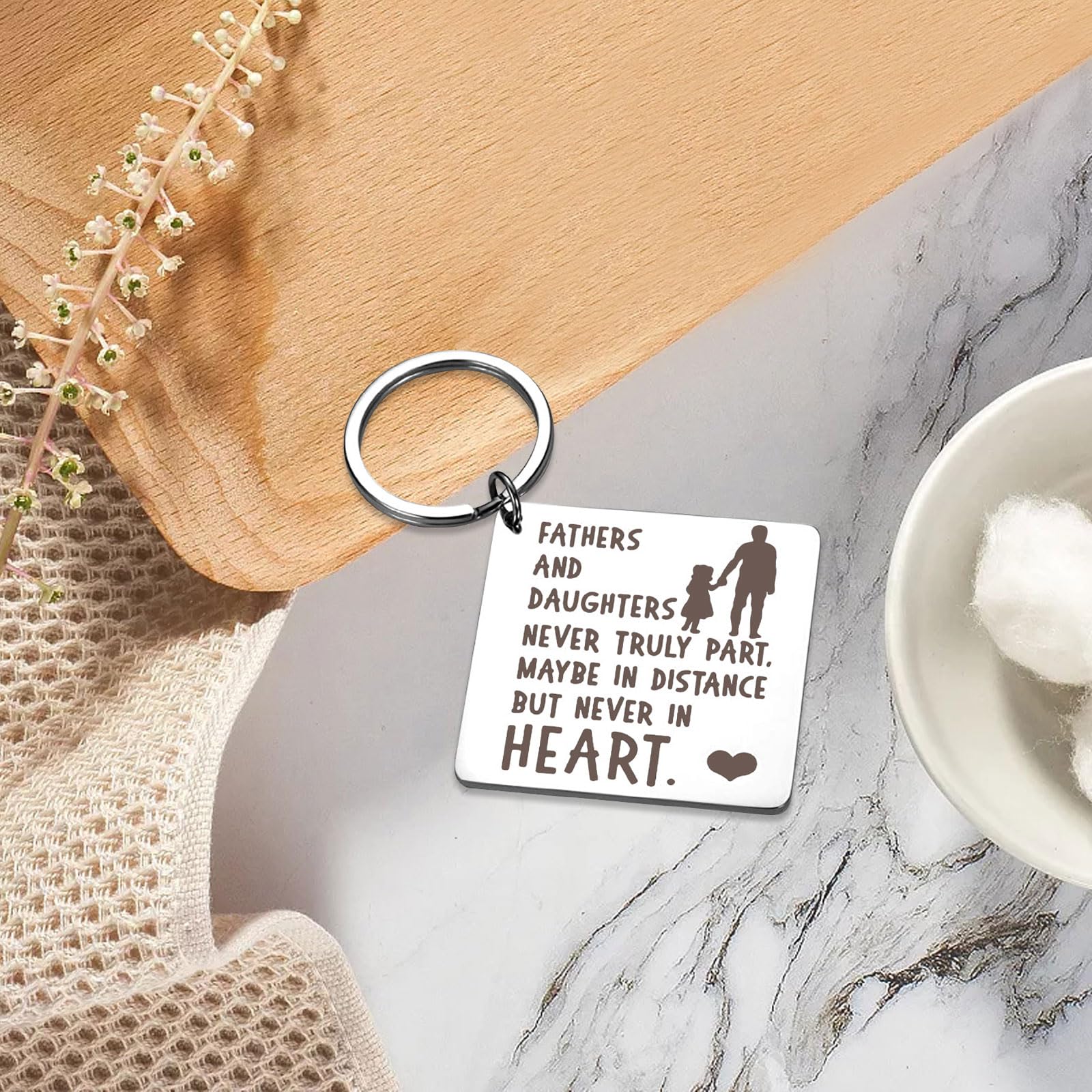 Personalized Stainless Steel Keychain for Dad - Father's Day Gift from Daughter or Son, Engraved Birthday Present for Daddy - Perfect for Keys, Wallets & Everyday Carry