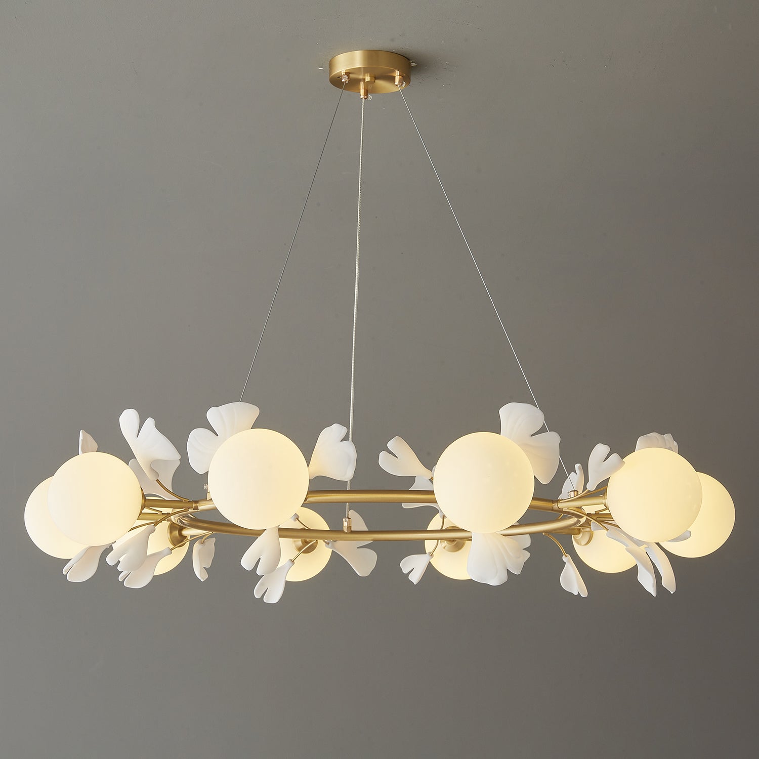 Evander Gingko Leaf Chandelier - Modern Gold Ceiling Light Fixture for Dining Room, Living Room & Bedroom Decor | Elegant Home Lighting Solution