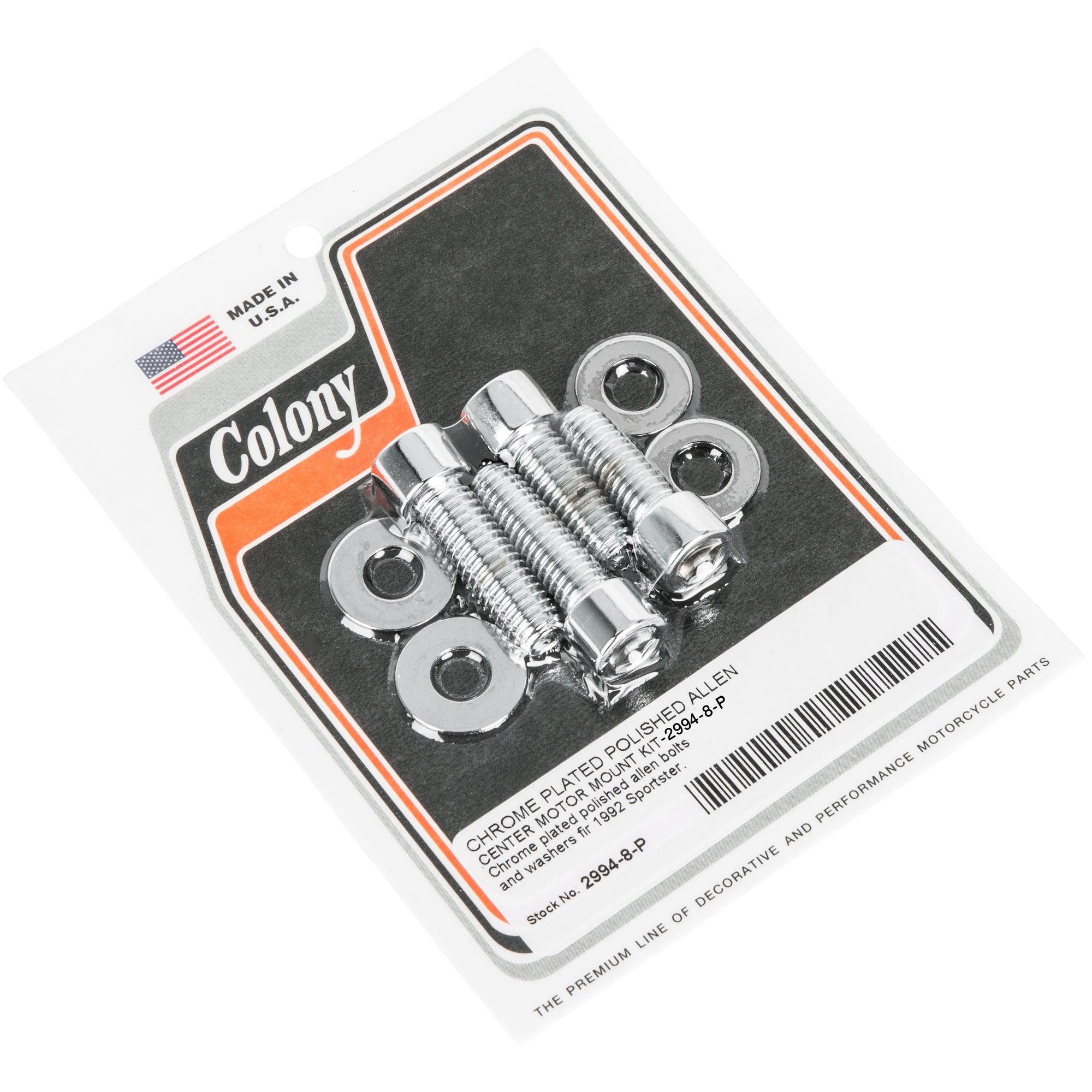 1992 Harley Davidson Sportster 8 Piece Center Motor Mount Kit with Smooth Allen Bolts - Chrome Plated for Enhanced Vibration Control & Engine Stability - Perfect for DIY Motorcycle Maintenance & Upgrades