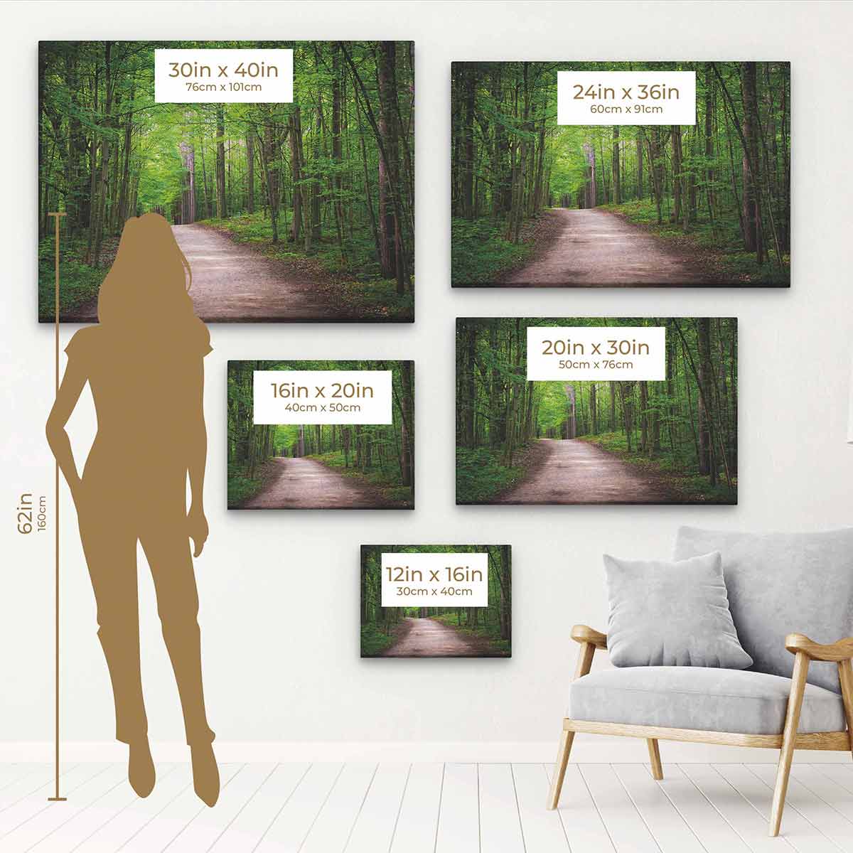 Green Forest Wall Art Canvas 9082 - Nature Landscape Painting for Home & Office Decor | Perfect for Living Room, Bedroom, or Office Wall Decoration
