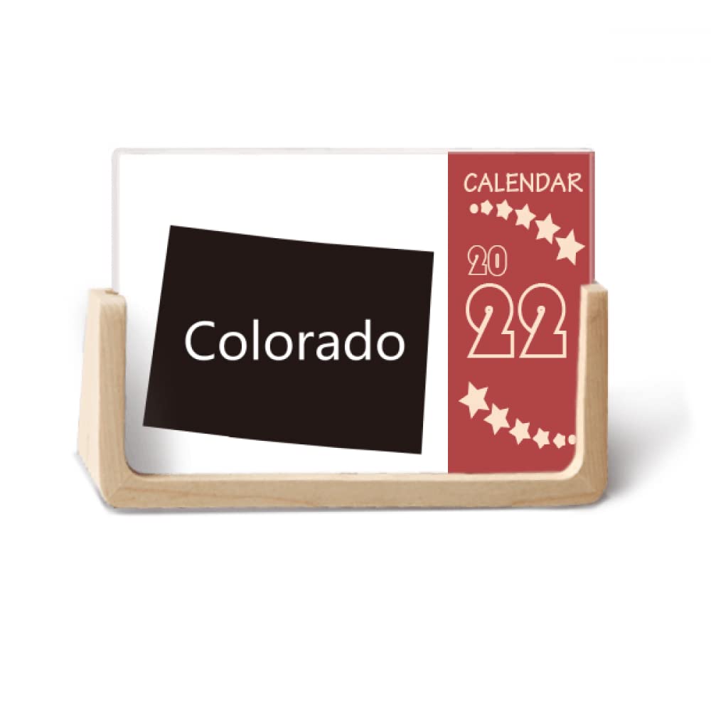 Colorado USA Map Outline 2022 Desk Calendar Planner - 12 Month Wall Calendar with State Map Design for Office, Home & School Organization