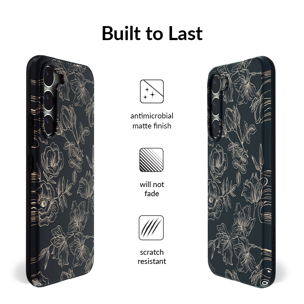 Floral Rose Gold Chrome Samsung Galaxy Phone Case - Elegant Protective Cover for Galaxy S21/S22/S23 - Perfect for Everyday Use & Special Occasions