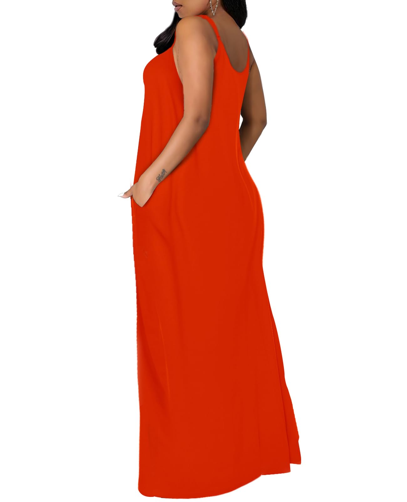 OFEEFAN Women's Summer Maxi Dress - Spaghetti Strap Flowy Long Dress with Pockets | Beach Cover Up, Vacation Outfit, Casual Sundress for Outdoor Activities