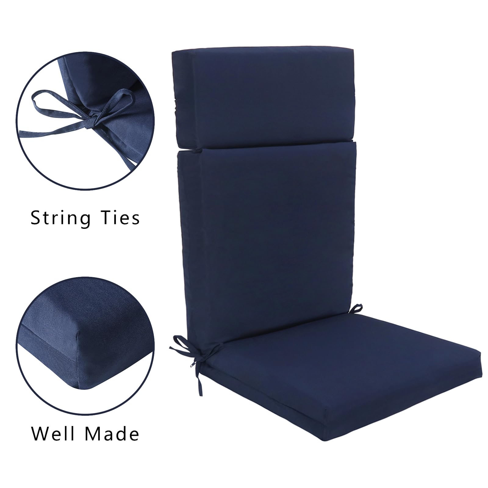 Premium High-Density Foam Cushions for Adirondack Chairs - Comfortable High-Back Outdoor Rocking Chair Cushion Set - Perfect for Patio, Deck, Garden & Poolside Relaxation