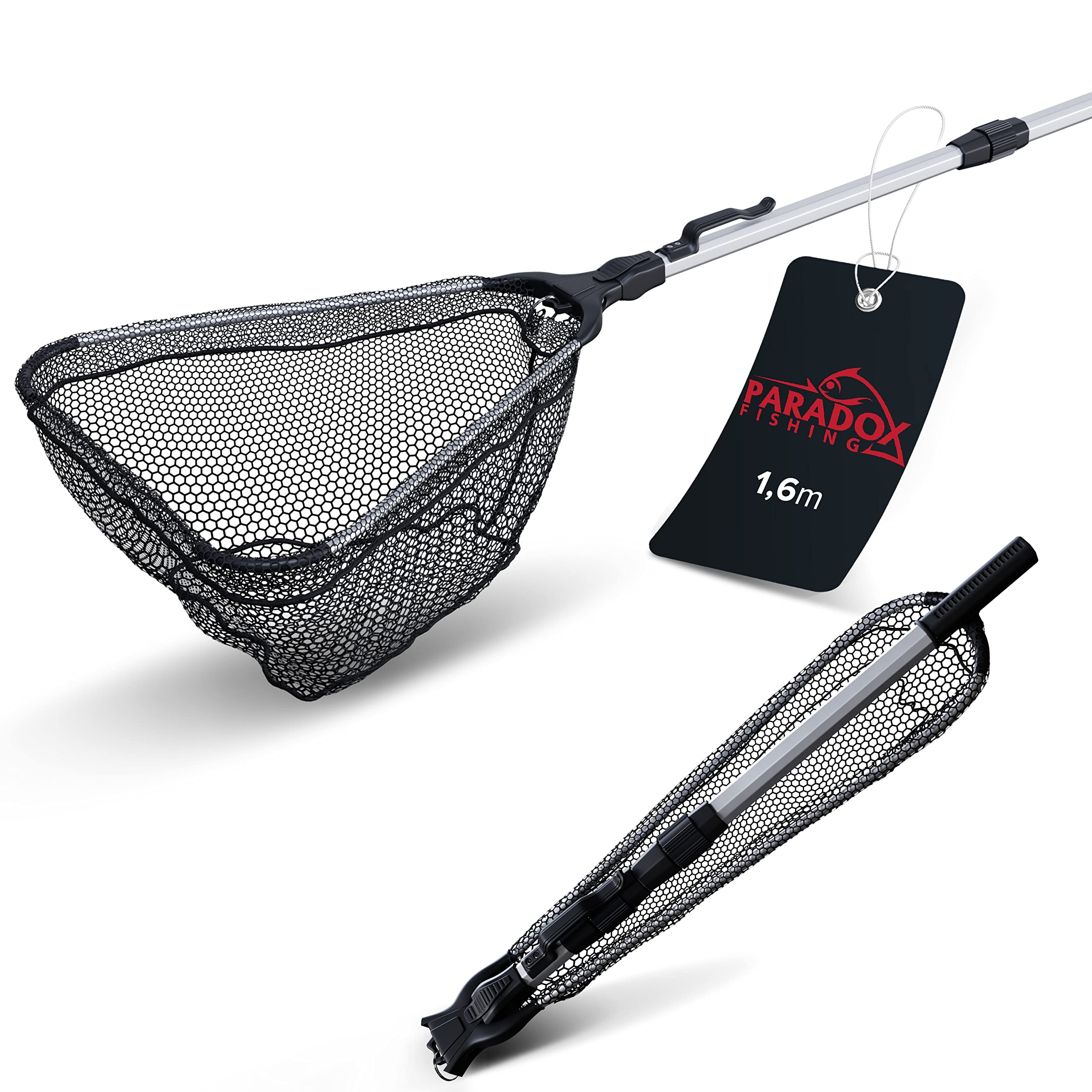 Paradox Rubberized Fishing Net 1.6m/2.1m Telescopic - for Catch & Release