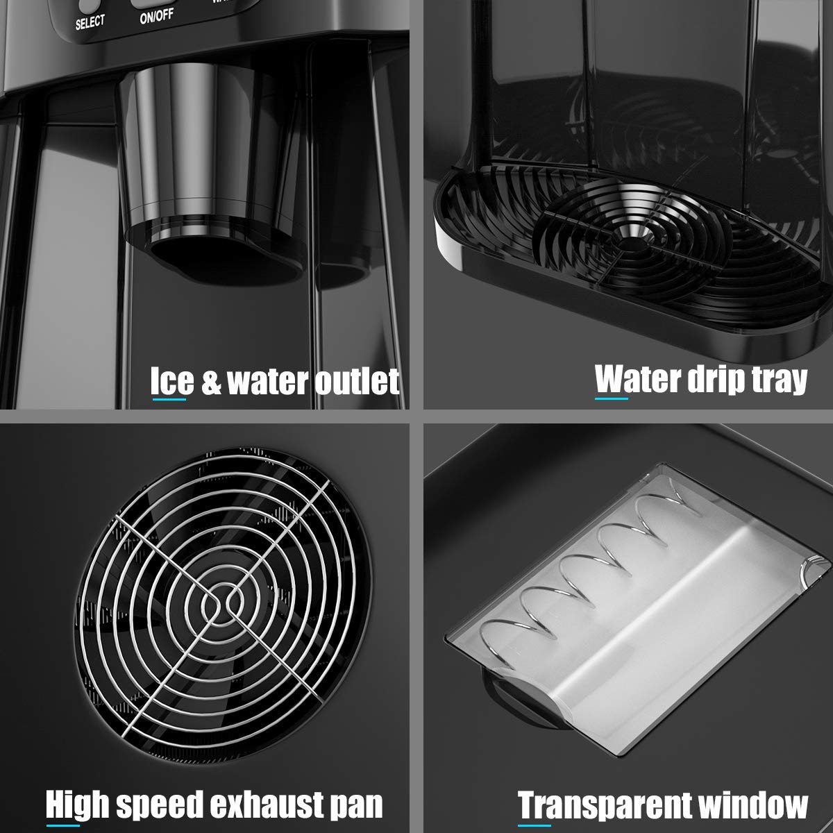 MAT Expert 2-in-1 Countertop Ice Maker with Water Dispenser - 9 Ice Cubes in 6-12 Minutes, 36lbs/24H Capacity, 2L Water Tank, LED Display - Perfect for Home, Office, Bar, RV, Camping & Outdoor Use (Black)