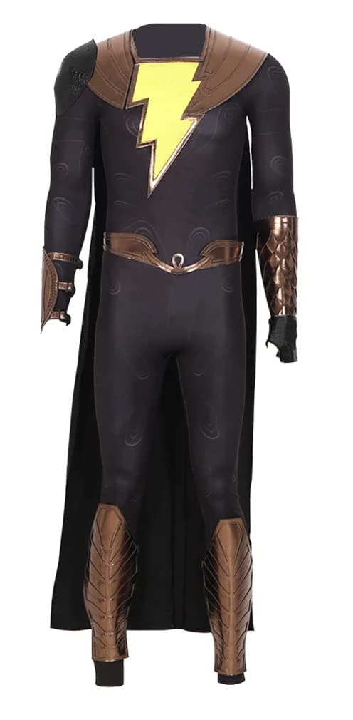 Black Teth Adam Jumpsuit Cosplay Costume - Shazam Movie Superhero Outfit with Cape for Men, Billy Batson Halloween & Comic Con Cosplay, Perfect for Halloween Parties & Comic Conventions
