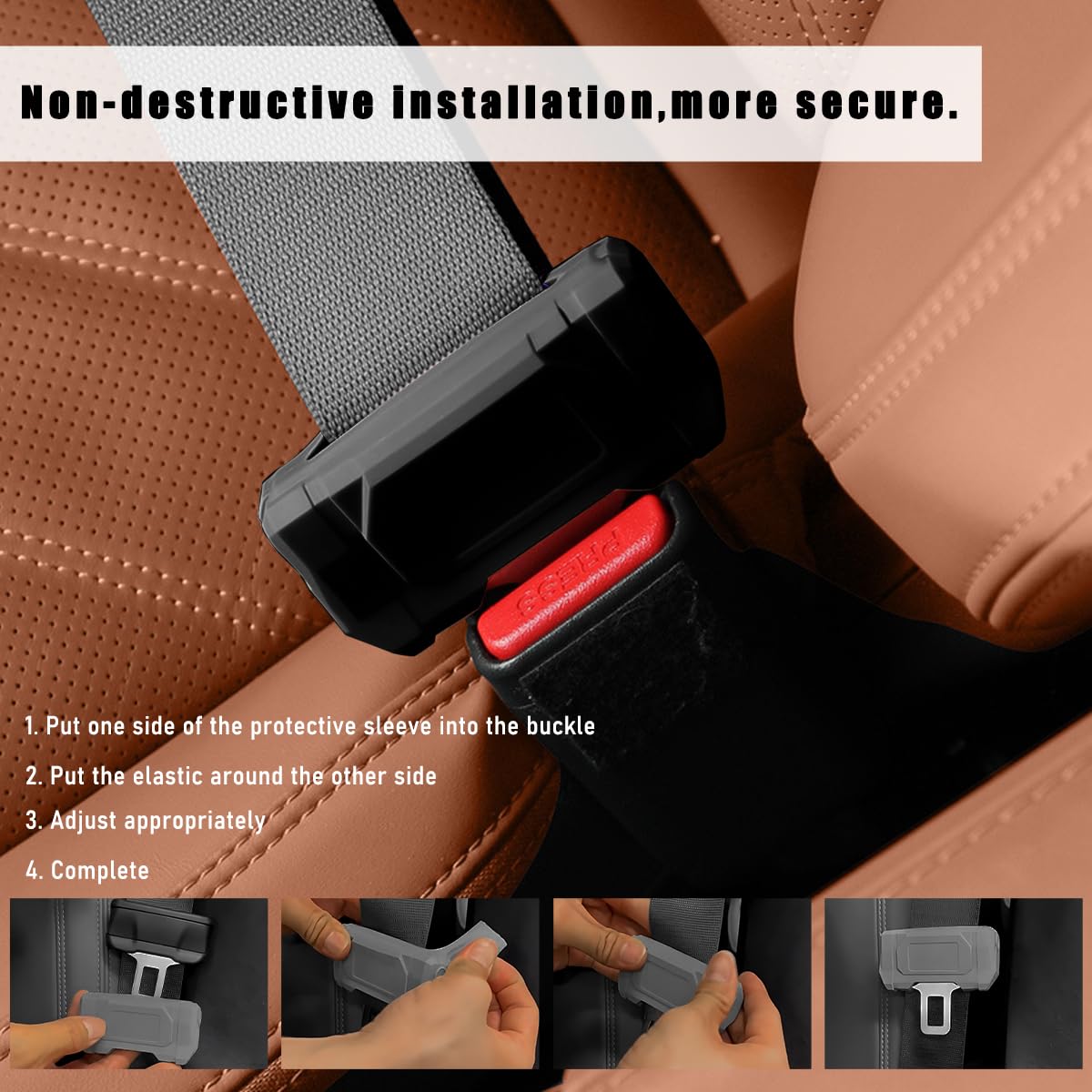 2 PCS Universal Car Seat Belt Buckle Covers - Soft Silicone Anti-Scratch Protector for Seat Belt Clips - Fits Most Vehicles - Black Car Accessories (Perfect for Family Cars, SUVs & Long Road Trips)