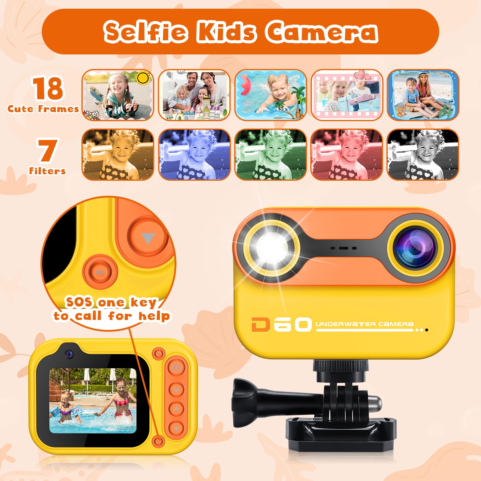 Waterproof Kids Camera for Boys & Girls Ages 3-12 - 2.4