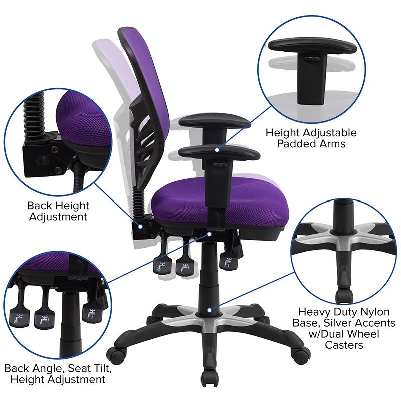 FLASH Mid Back Mesh Executive Office Chair - Ergonomic Swivel Chair with Adjustable Arms & Lumbar Support (Model HL 0001) - Perfect for Home Office, Gaming & Workspaces