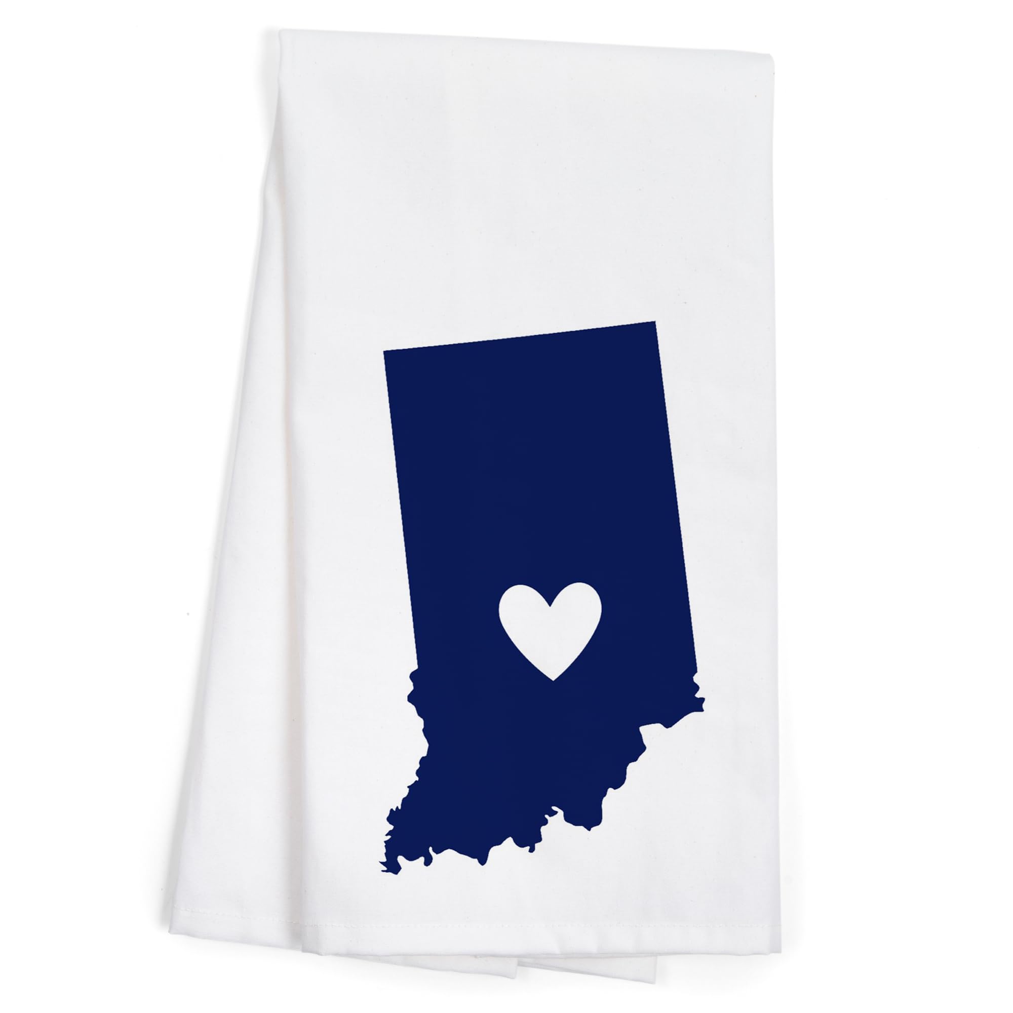 Lantern Press Indiana State Outline and Heart Cotton Tea Towel - 100% Cotton Decorative Hand Towel for Kitchen, Home Decor & Gifts - Perfect for Dish Drying, Wall Art, and Housewarming Presents