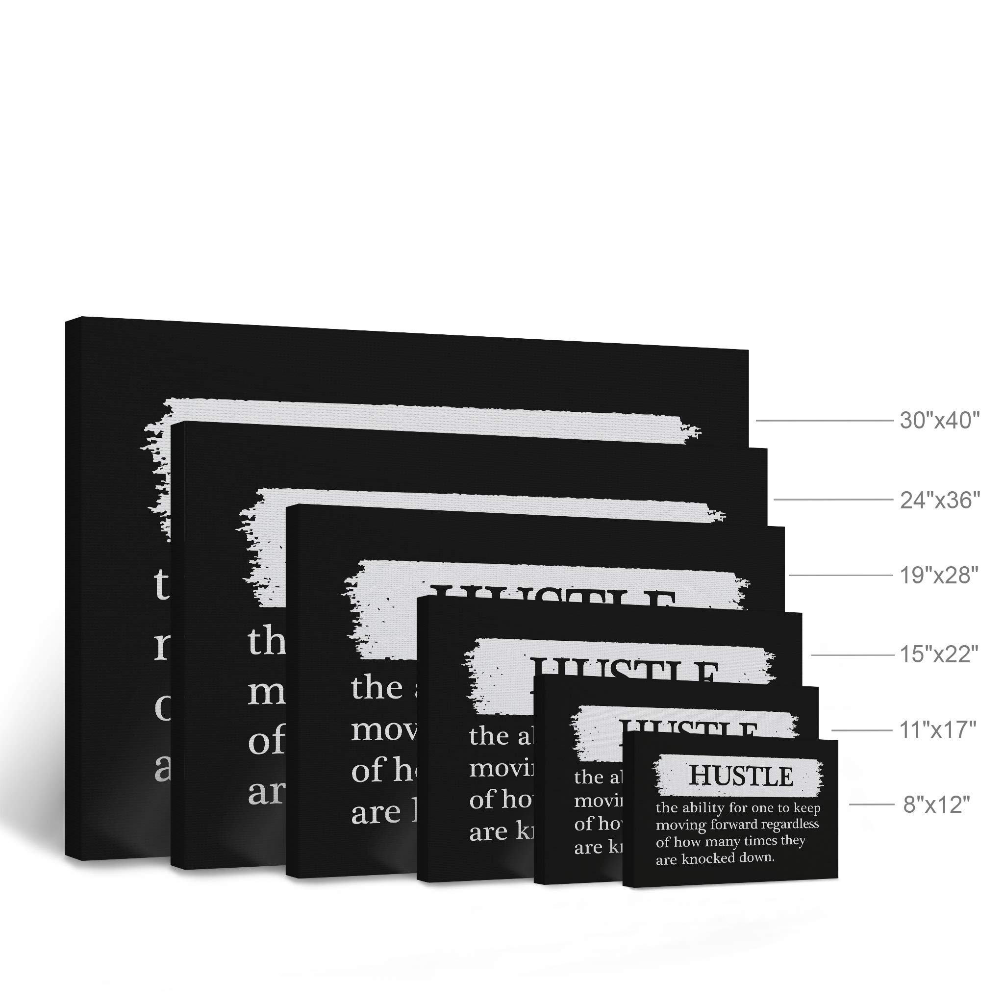 Smile Art Design Hustle Definition Black & White Dictionary Motivational Canvas Wall Art - Inspirational Office Decor, Entrepreneur Quote Print for Living Room & Workspace - Ready to Hang 30x40 Inches - Perfect Gift for Business Owners & Home Decor