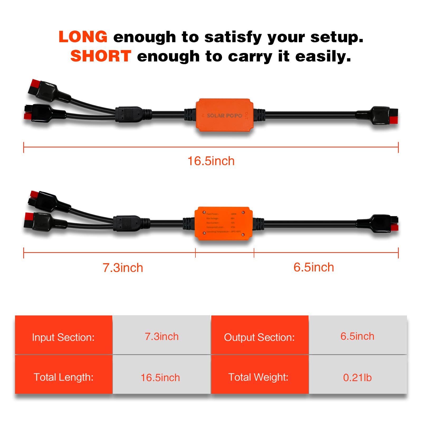 Premium Solar Panel Connectors - Anderson Y Branch Parallel Adapter Cable with Reverse Current Protection | Solar Extension Cable for Portable Power Stations & Solar Generators | Ideal for Off-Grid Camping, RV Power Systems & Emergency Backup