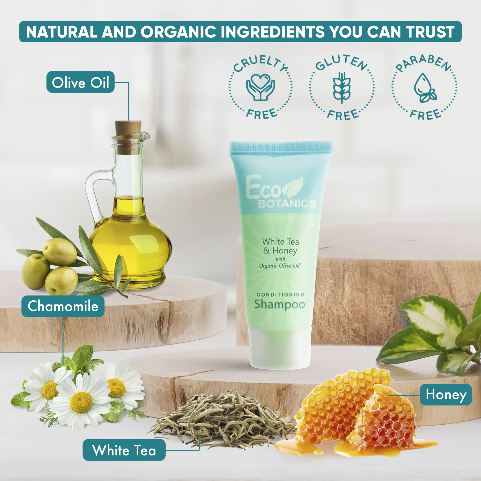 Eco Botanics Travel Size Shampoo & Conditioner Set - 0.85 oz Mini Bottles (Pack of 300) - Perfect for Hotels, Gyms, Spas & Travel Toiletries
