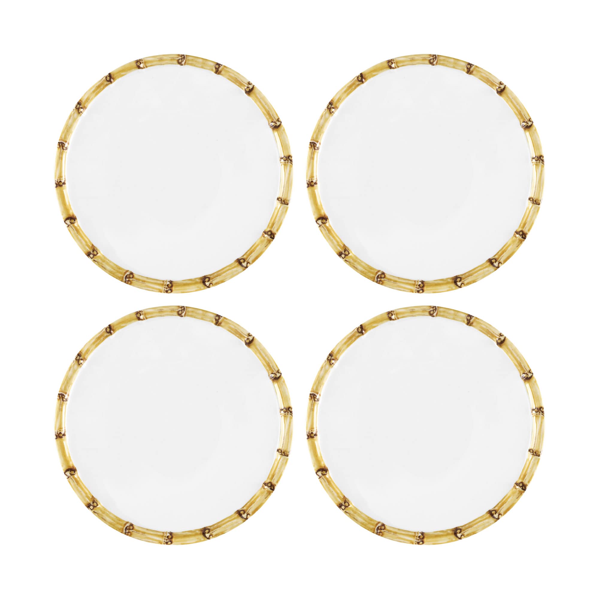 UPware 16-Piece Melamine Dinnerware Set - Durable Bamboo Design Plates & Bowls for 4 People, Includes Dinner Plates, Salad Plates, Dessert Plates & Bowls - Perfect for Outdoor Dining, Picnics, Camping & Everyday Use