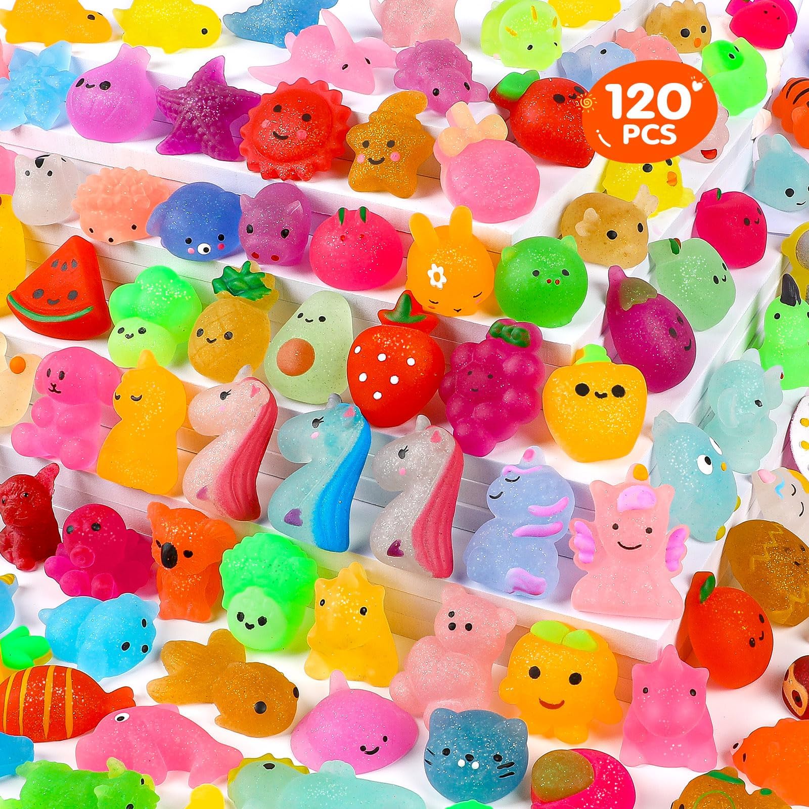120pcs Mochi Squishy Toys for Kids - Stress Relief & Party Favors