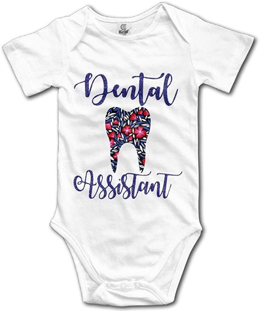 Floral Tooth Dentist Assistant Baby Bodysuit - Cute White Onesie for Boys & Girls | Perfect for Dental Appointments & Photo Shoots