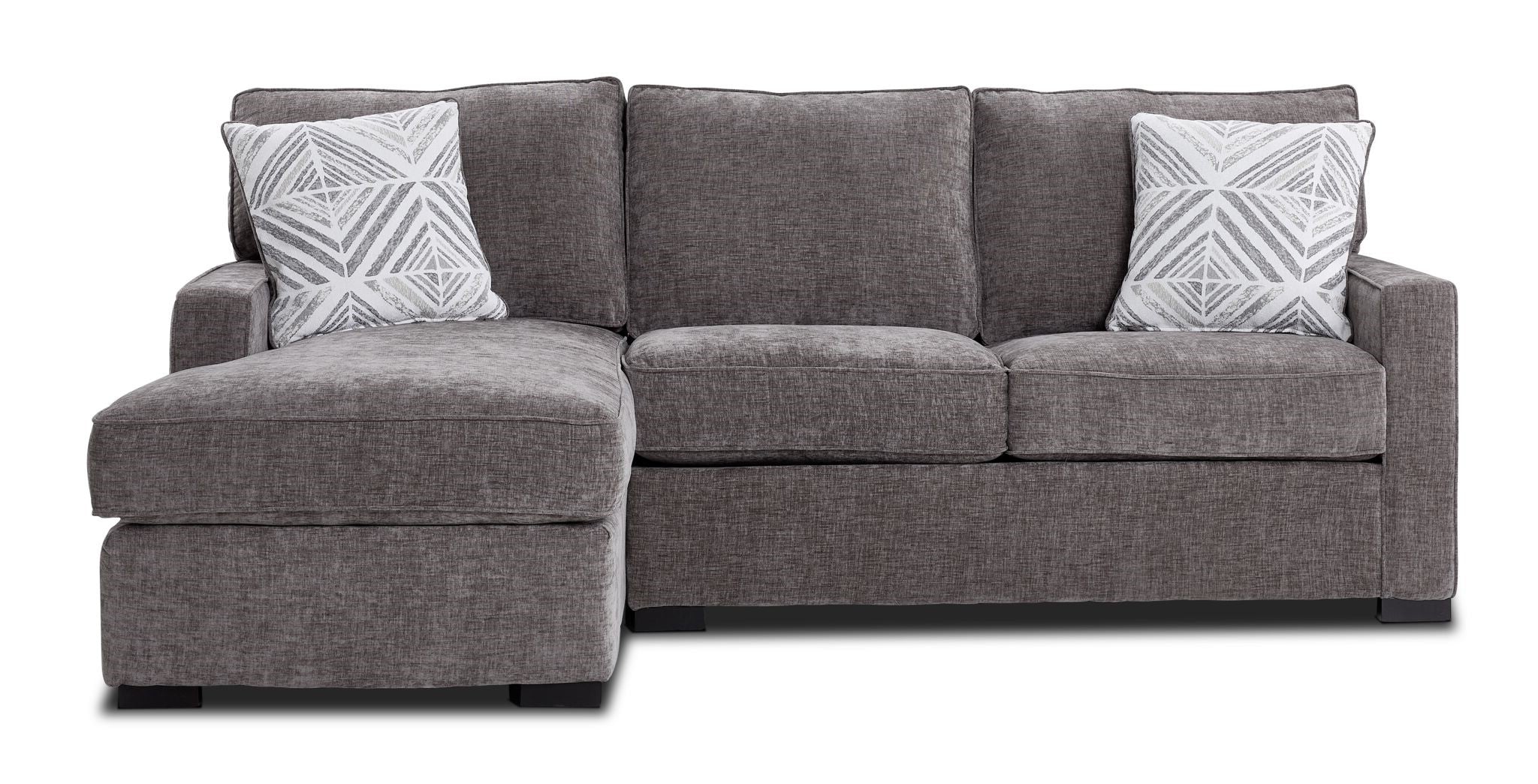 Charlotte 2-Piece Left Facing Chaise Sectional Sofa in Pewter Gray - Perfect for Living Rooms, Apartments & Small Spaces