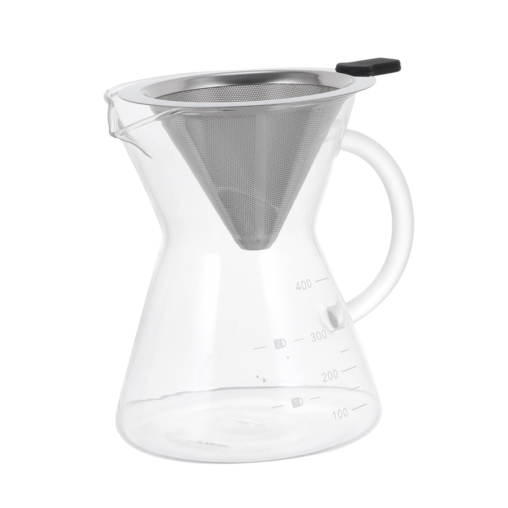 Hemoton Glass Coffee Carafe with Stainless Steel Filter - 34oz Coffee Brewer with Handle for Drip Coffee - Perfect for Home, Office, and Camping Use