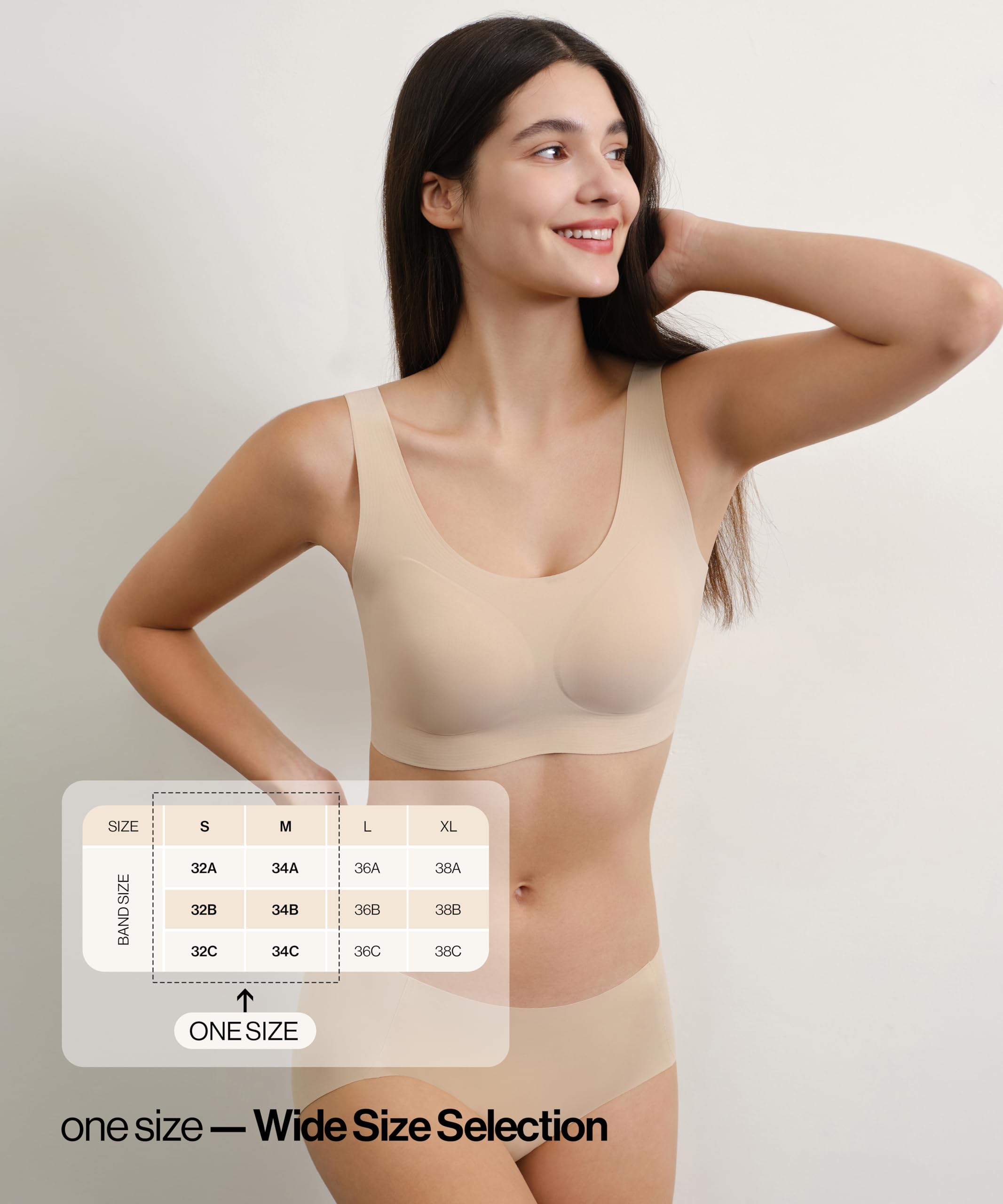 Wireless Bralette for Women - Full Coverage Seamless Plus Size Bra with Wide Straps | Comfortable T-Shirt Bra for Everyday Wear & Lounge