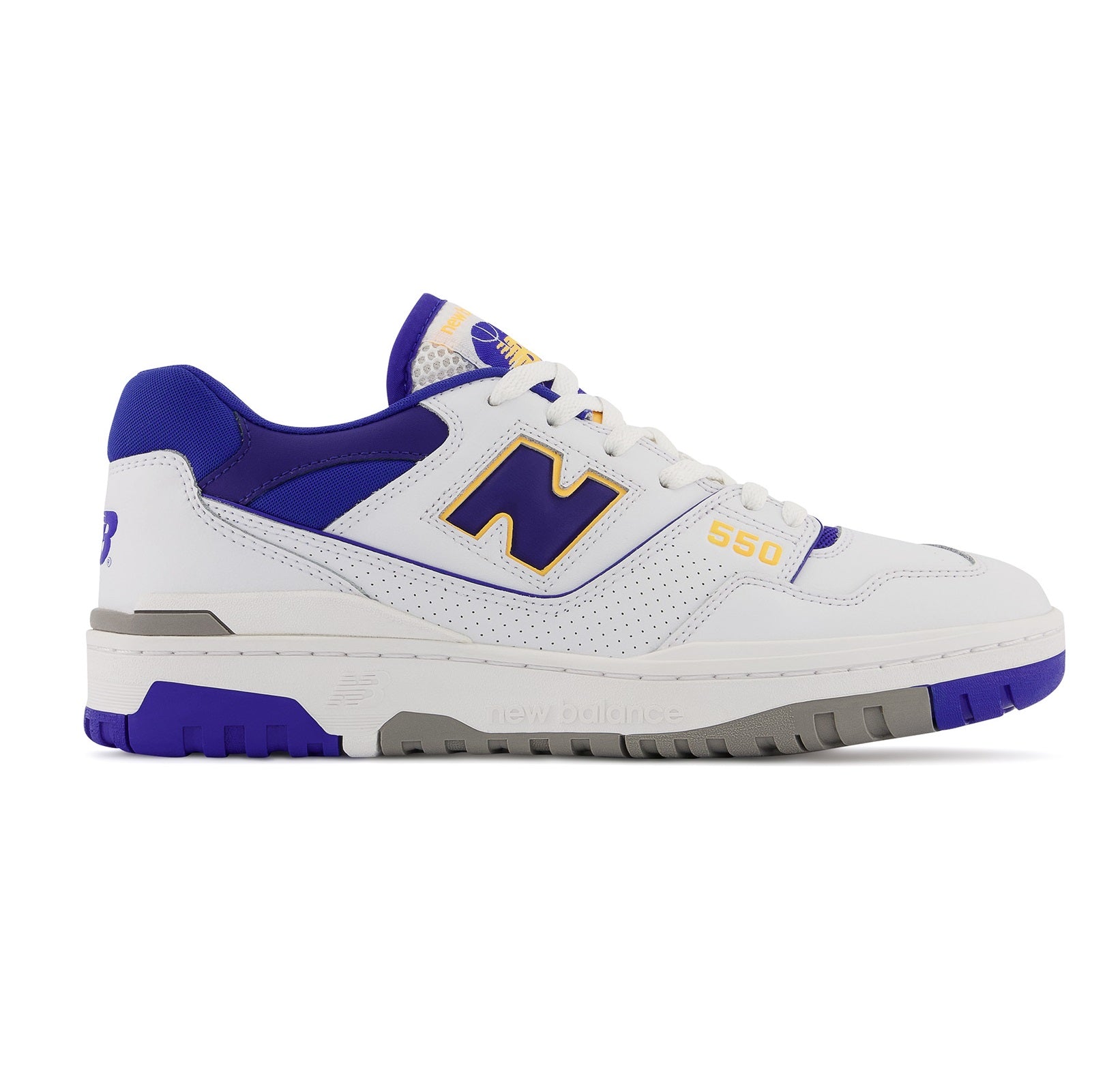 New Balance Men's 550 Basketball Shoes - White/Purple/Gold Colorway - Retro Style for Streetwear & Casual Outfits