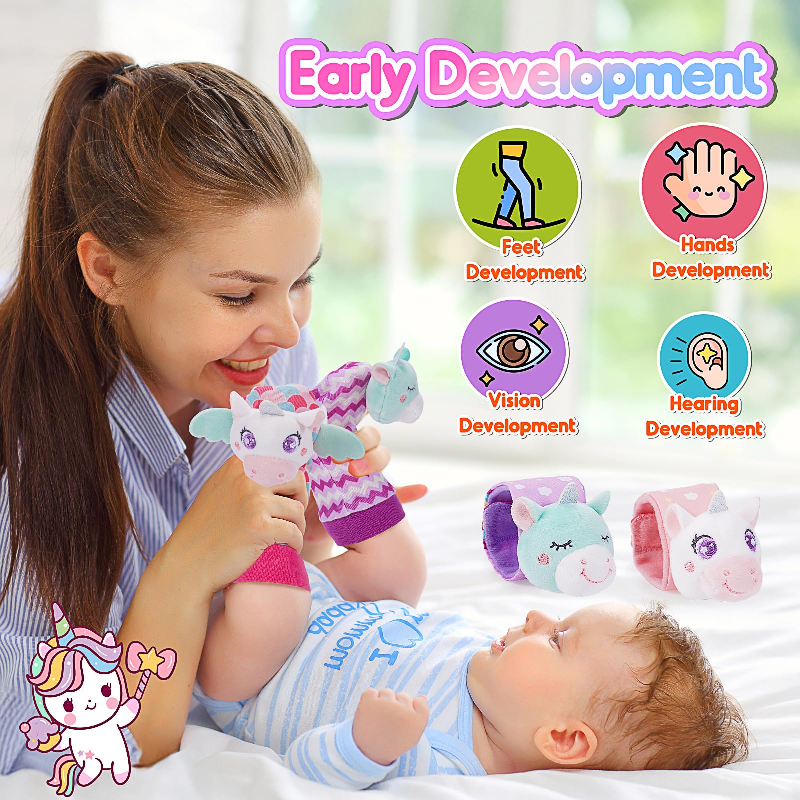 Baby Rattle Socks 0-12 Months - Sensory Toys for Infant Development - Perfect Baby Shower Gift for Playtime & Learning