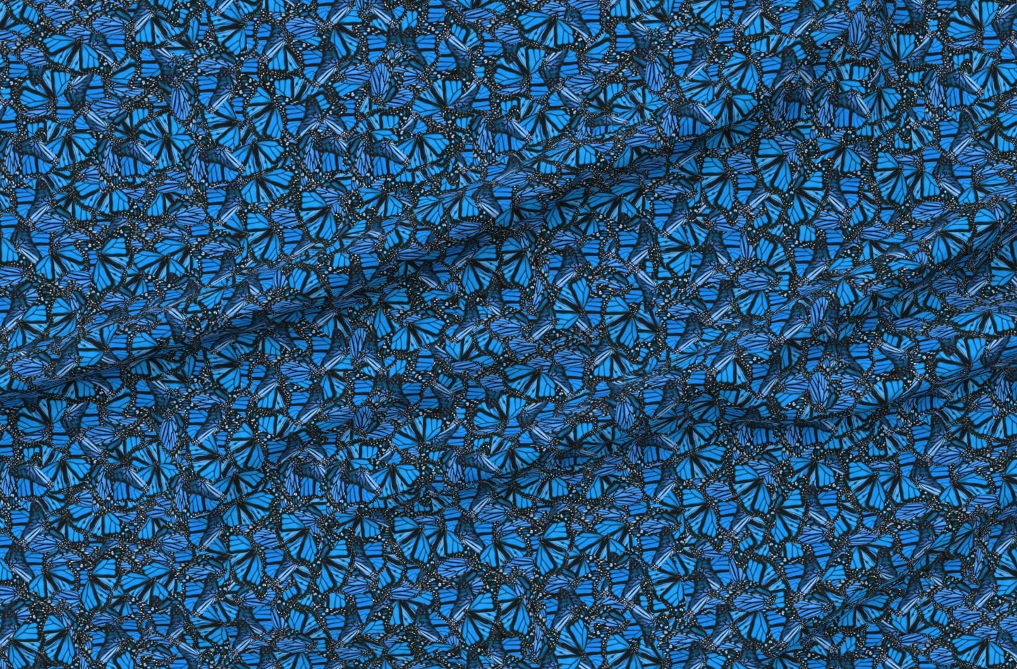 Blue Butterflies Monarch Kids Cobalt Black Spring Insect Printed Cotton Fabric by The Yard - Premium Spoonflower Fabric for Sewing, Quilting, Apparel, Crafts & Home Decor - Perfect for DIY Projects, Baby Clothes, and Wall Art