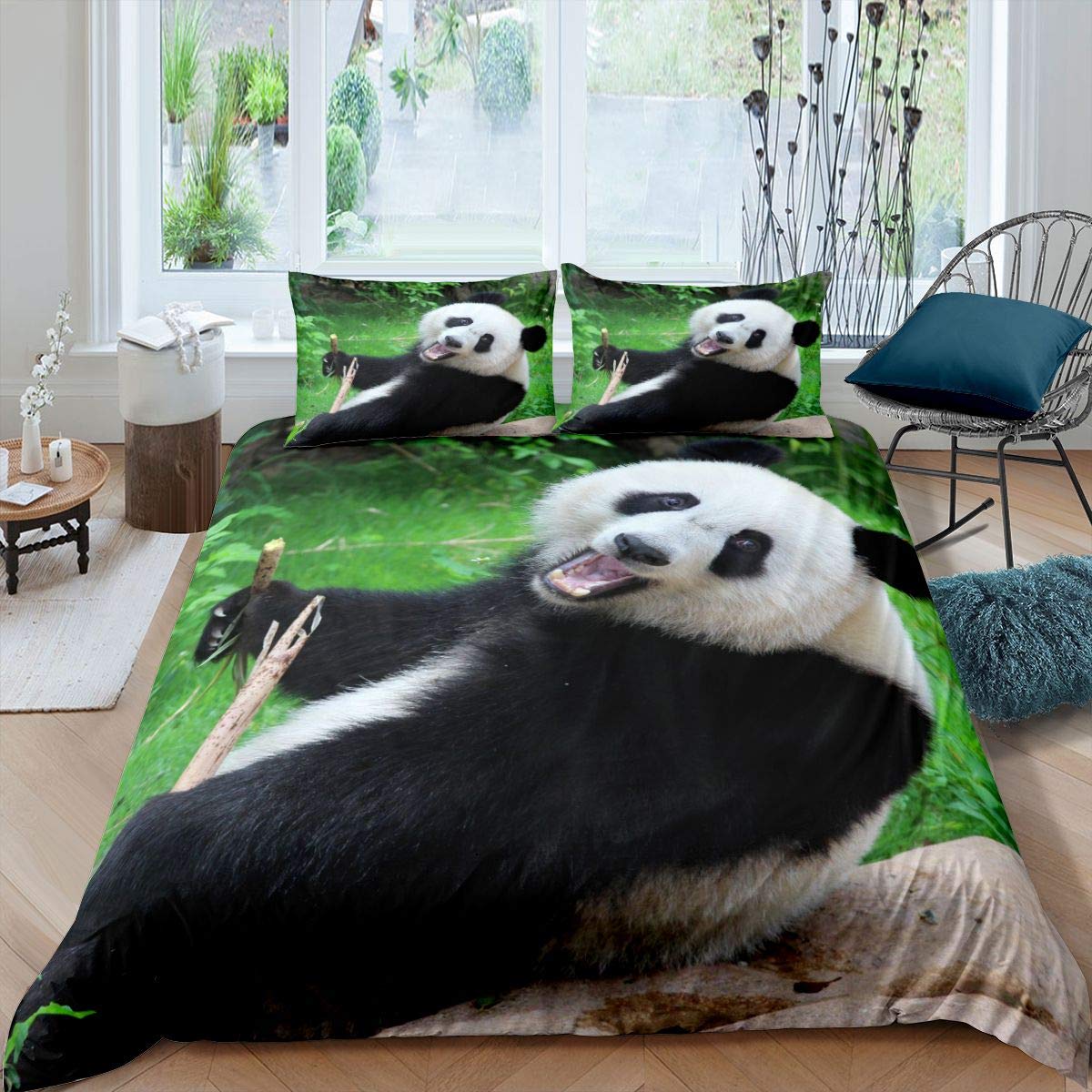 Cute Panda Duvet Cover Set - Wild Animal Pattern Bedding for Boys, Girls, Teens & Kids | Twin Size Comforter Cover with 1 Pillowcase | Perfect for Kids' Bedroom, Nursery Decor & Gift Idea