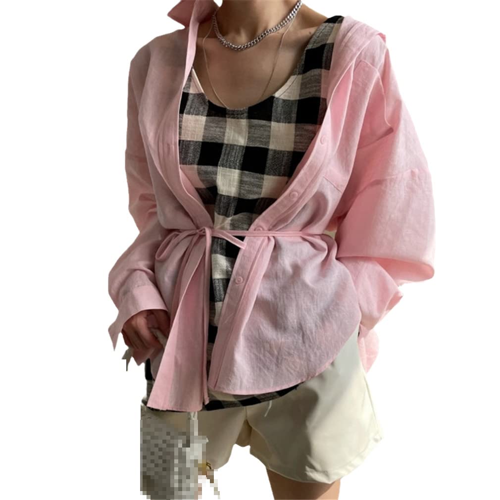 Women's Loose Fit Long Sleeve Blouse with Lace-Up Detail & Asymmetrical Hem - Autumn Fashion Top for Casual Wear, Office Outfits & Date Nights