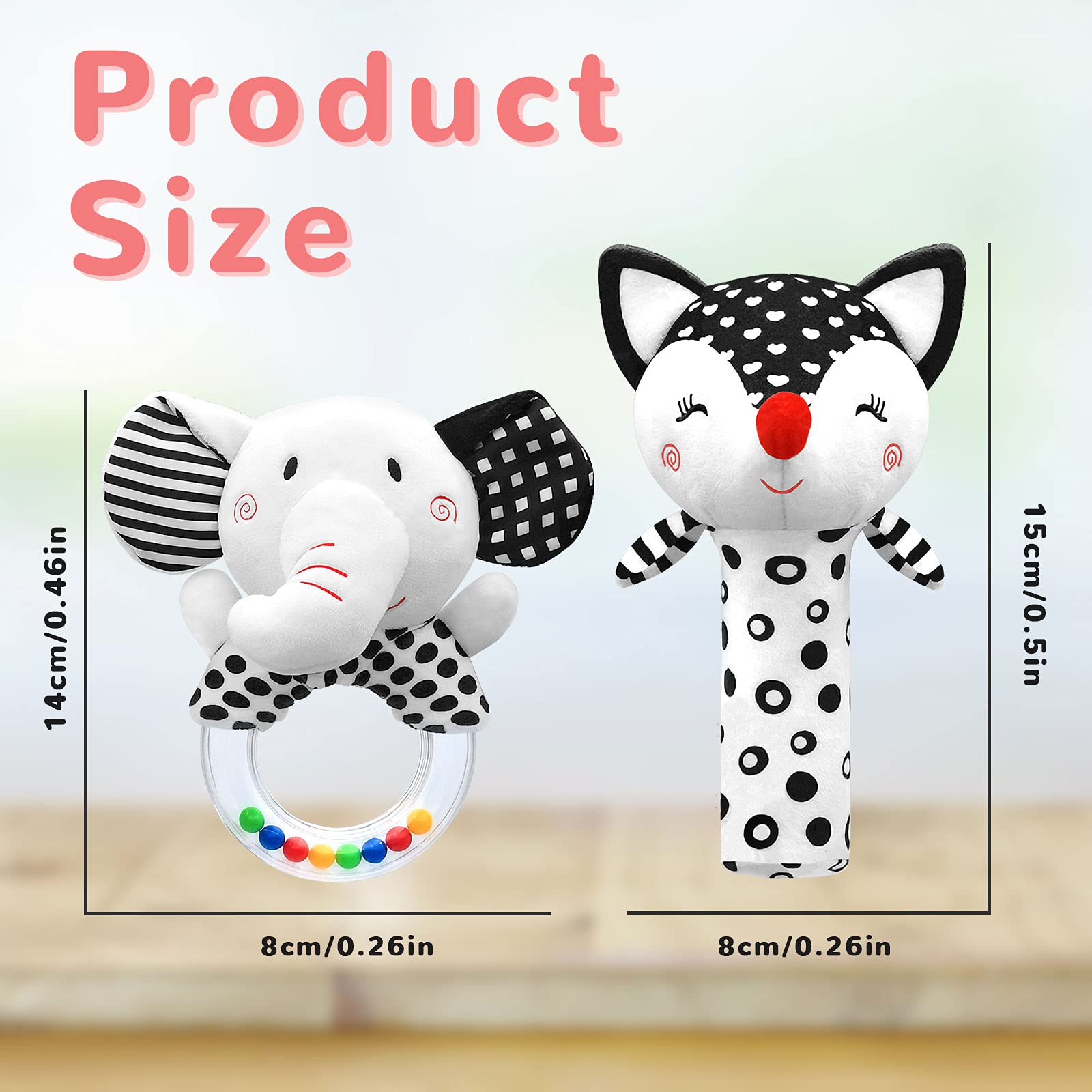 Best Baby Rattles for 0-6 Months - High Contrast Black & White Newborn Toys for Infant Development - Perfect Sensory Toys for Boys & Girls 0-12 Months - Ideal for Tummy Time, Visual Stimulation & Early Learning