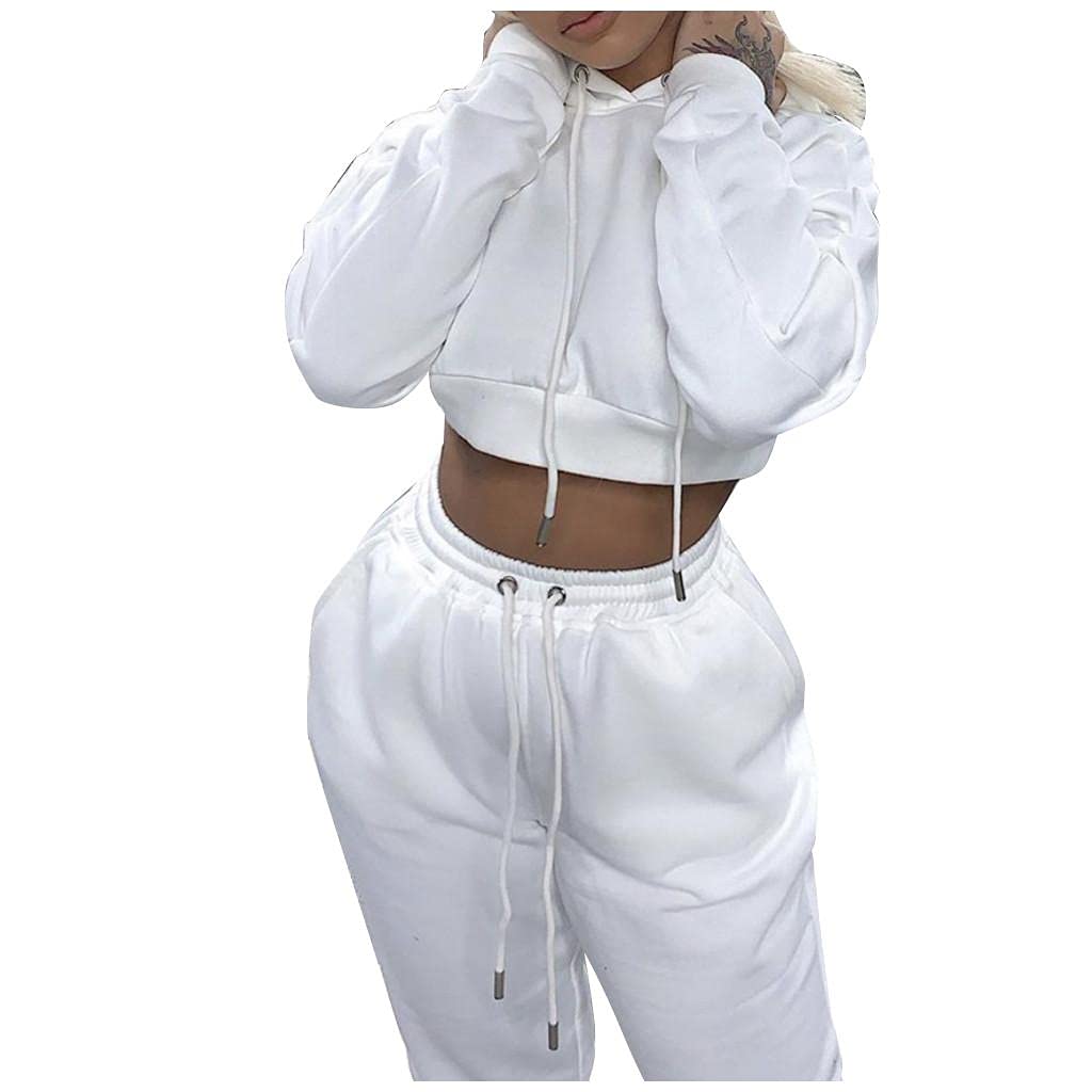 Aunimeifly Women's 2-Piece Sweatsuit Set - Hoodie & Sweatpants with Pockets | Jogging, Workout & Lounge Outfits for Women | Gym, Running, Yoga & Casual Wear