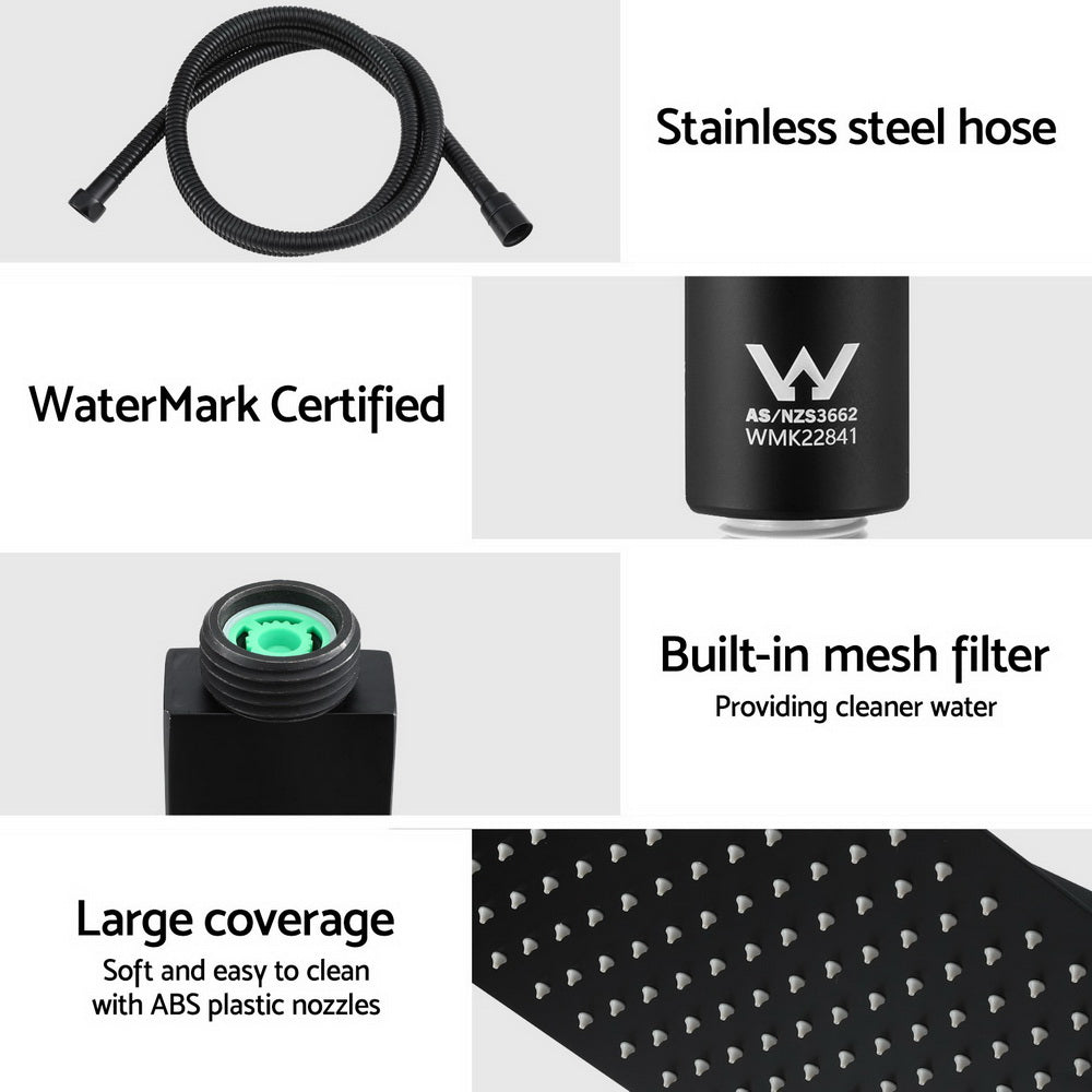 10'' Square Rain Shower Head with Handheld Sprayer - High Pressure Black Bathroom Shower Set for Spa-Like Relaxation at Home