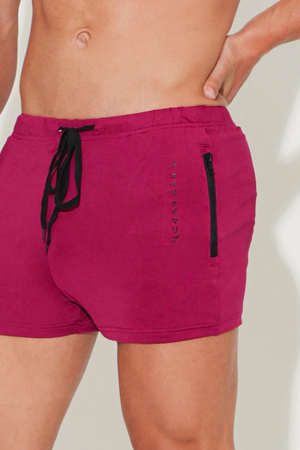 JJ Malibu Karma 2 Shorts with Zipper Pockets in Berry Color - Perfect for Beach, Yoga, and Casual Summer Wear